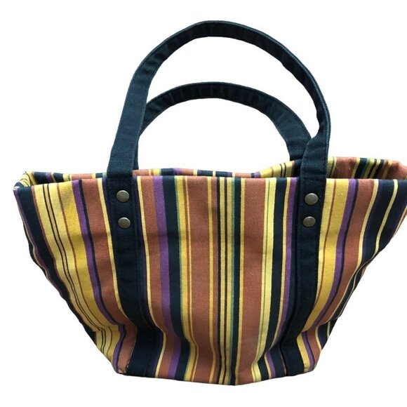 Lot of 3 Longaberger 2 Lunch Totes 1 Matching Clutch Fabric Lined Stripes VGC - Picture 6 of 11